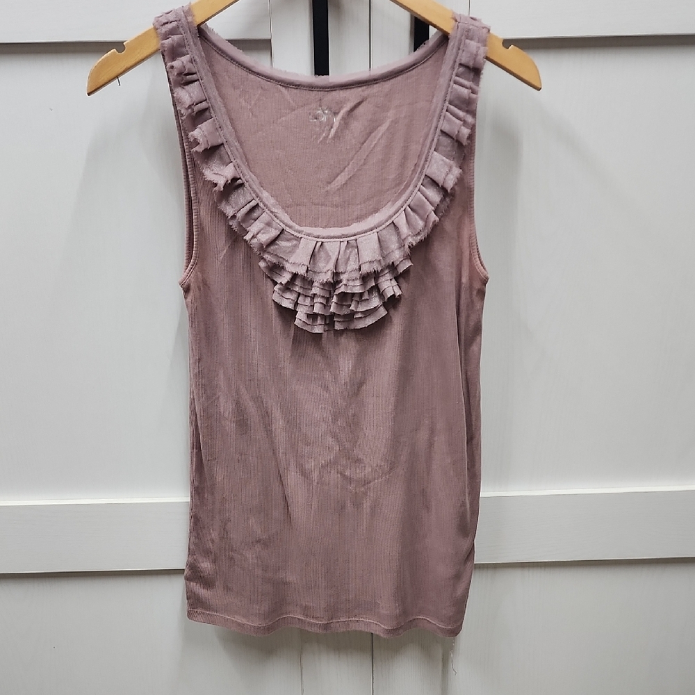LOFT Dusty Rose Pink Ruffled Tank Top